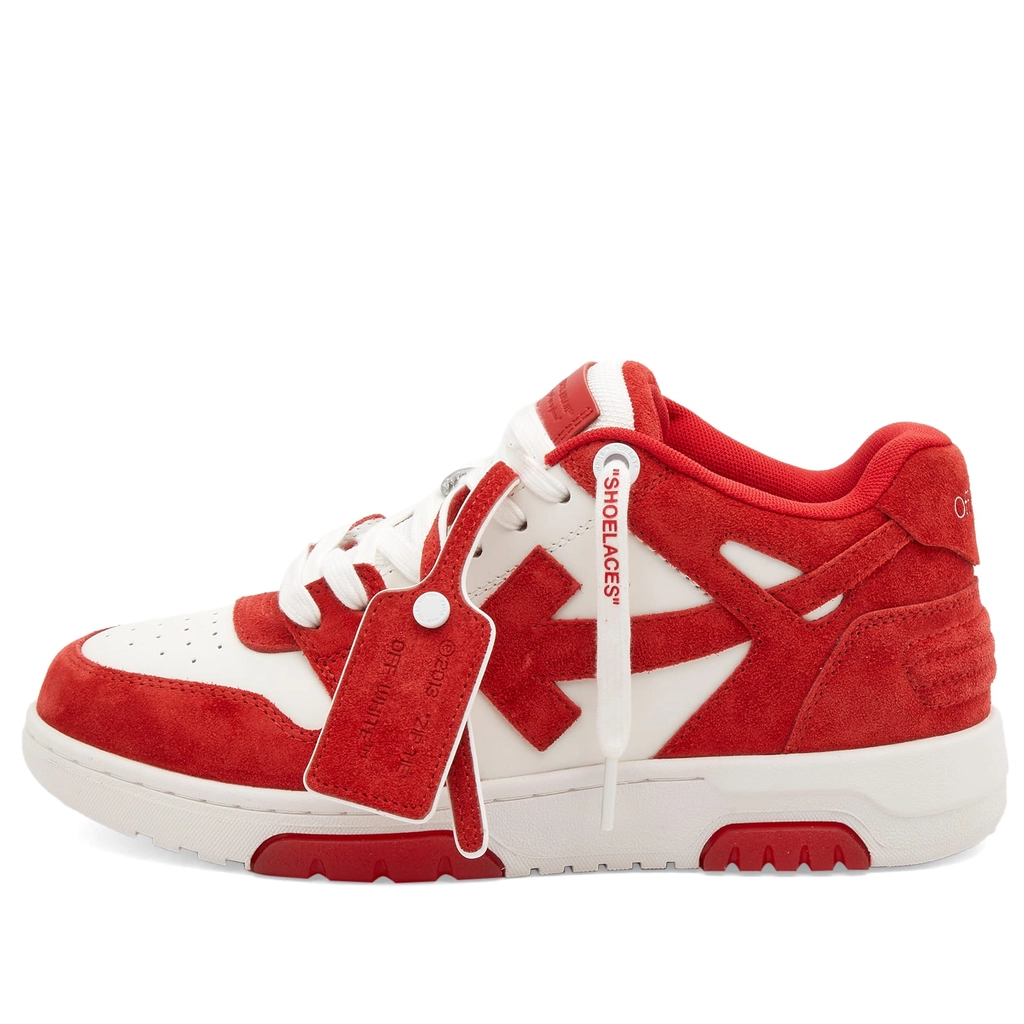 Off White Men's Out Of Office Suede Sneaker Brick Red/White